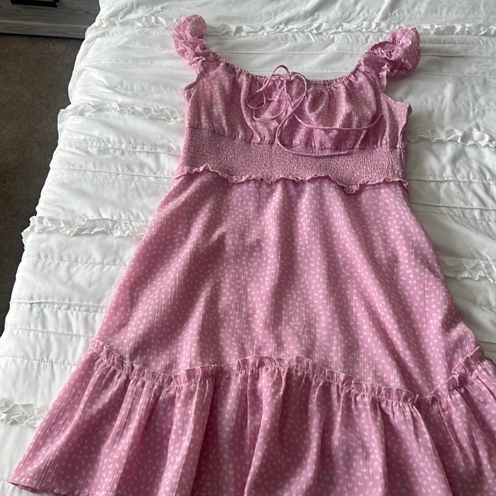 Pink & White Printed Mini Dress